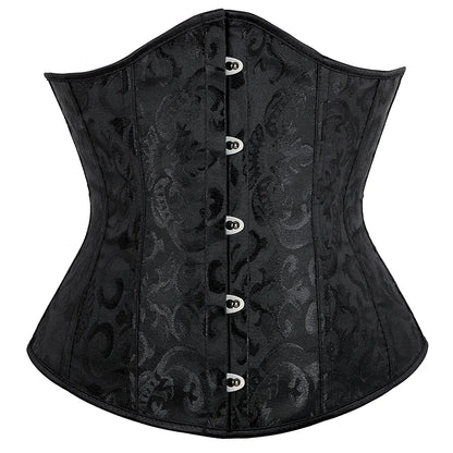 Gothic Unterbrust Korsett für Damen – Schwarz Vintage Bustier mit Kunststoffknochen und Schnürung für Perfekte Silhouette 11