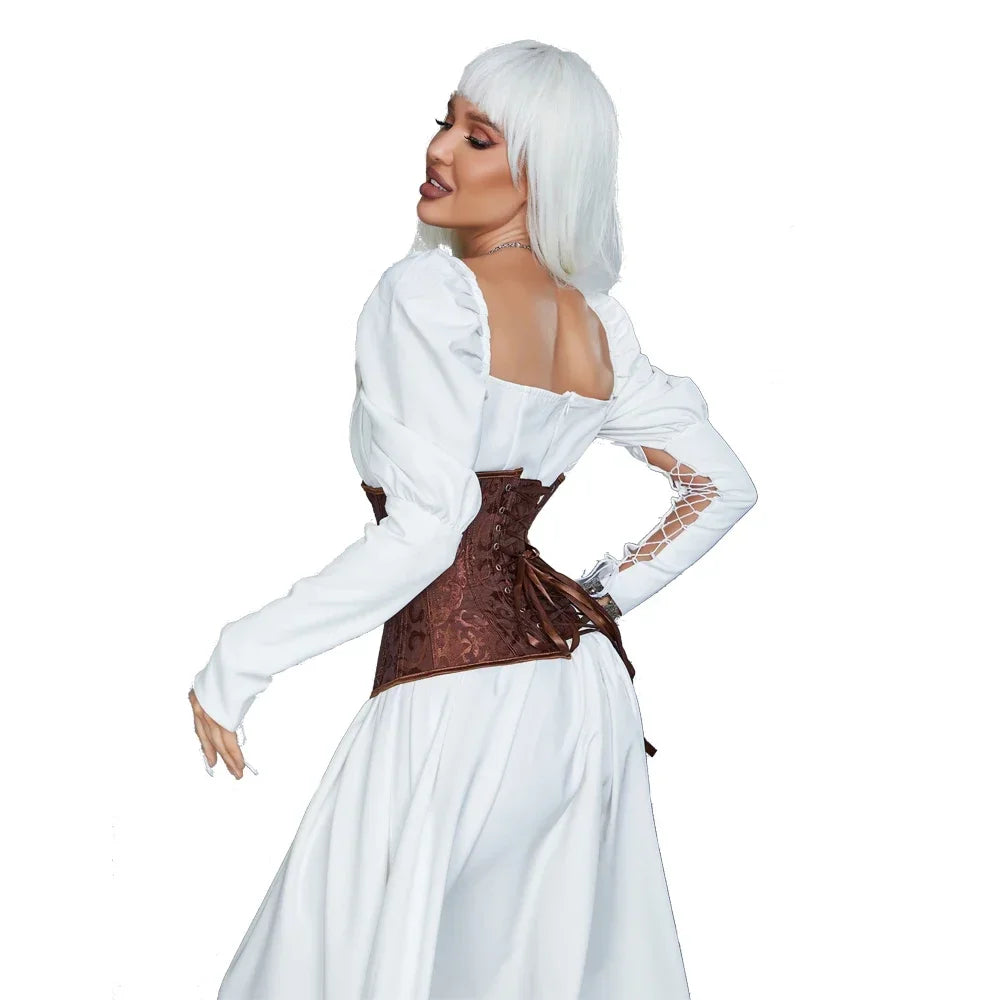 Gothic Unterbrust Korsett für Damen – Schwarz Vintage Bustier mit Kunststoffknochen und Schnürung für Perfekte Silhouette 2