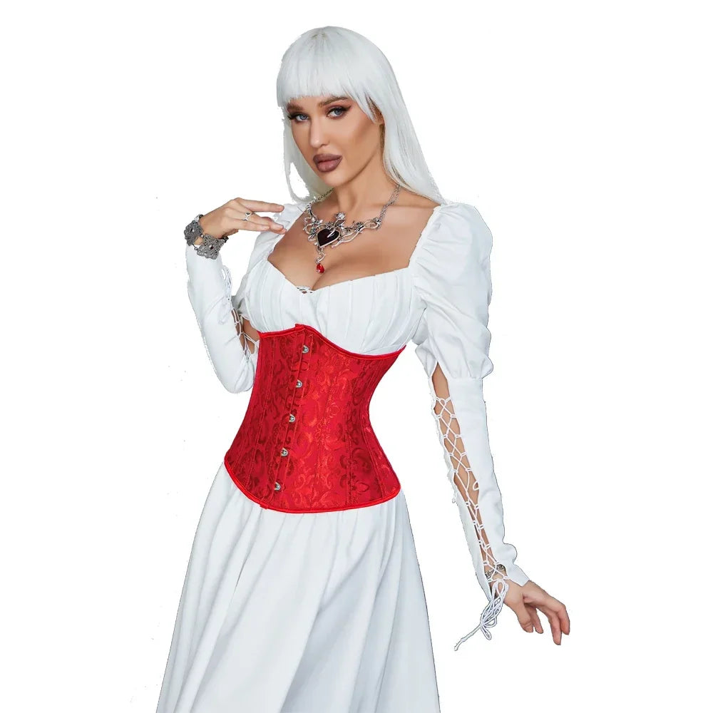 Gothic Unterbrust Korsett für Damen – Schwarz Vintage Bustier mit Kunststoffknochen und Schnürung für Perfekte Silhouette 3