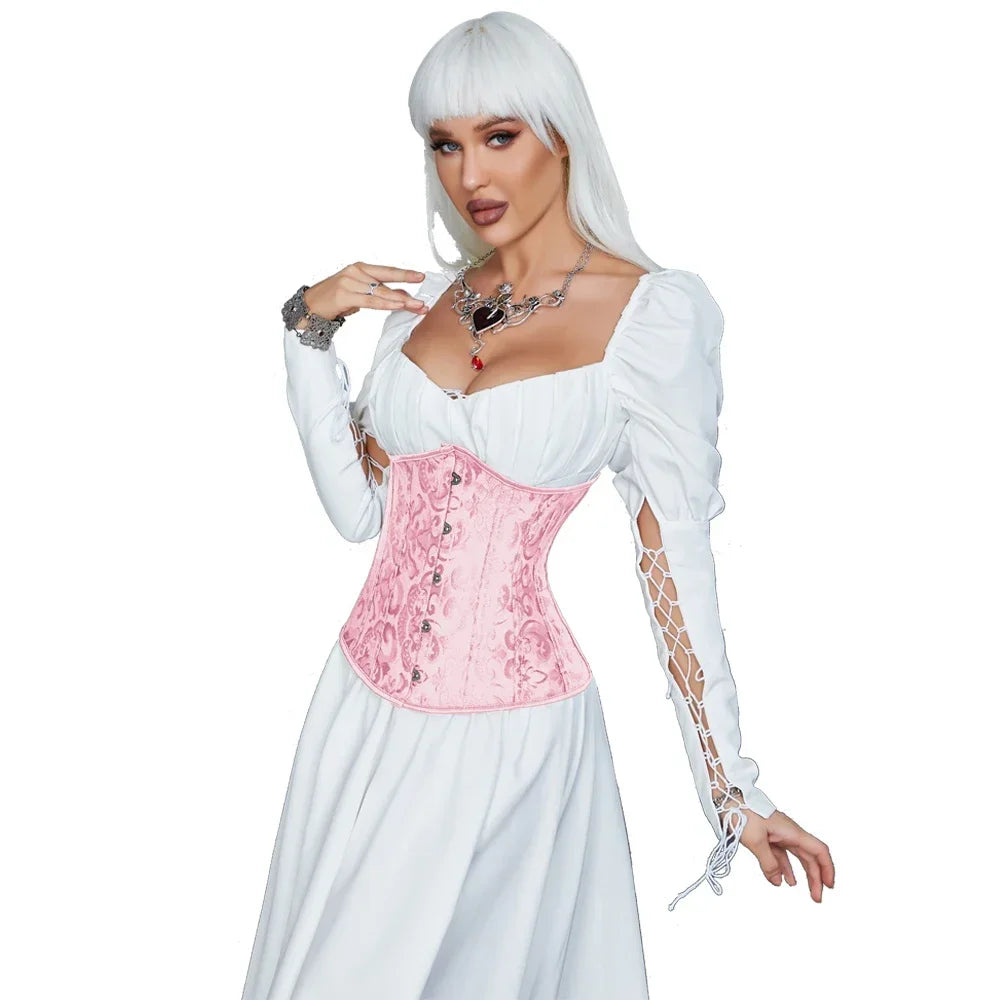 Gothic Unterbrust Korsett für Damen – Schwarz Vintage Bustier mit Kunststoffknochen und Schnürung für Perfekte Silhouette 5