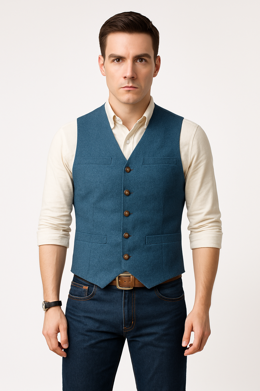 Herren Weste Schwarz Größe M Polyester Tailliert-5