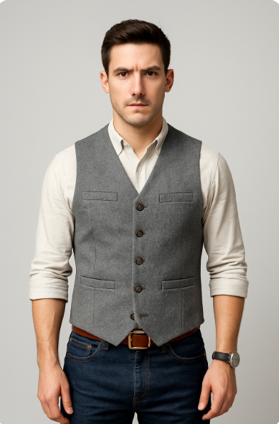 Herren Weste Schwarz Größe M Polyester Tailliert-4