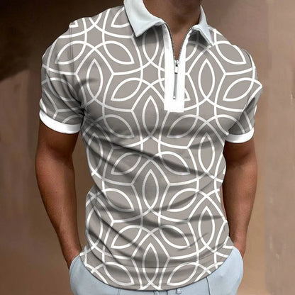 Herren Polo Shirt Blau Größe L 100% Polyester Atmungsaktiv 3D Digitaldruck 3