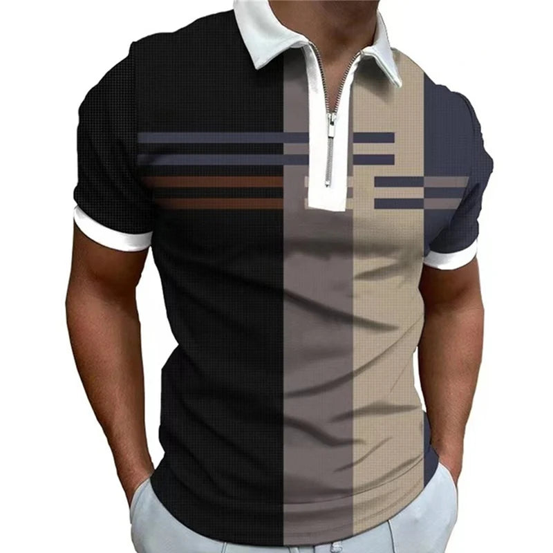Herren Polo Shirt Blau Größe L 100% Polyester Atmungsaktiv 3D Digitaldruck 4