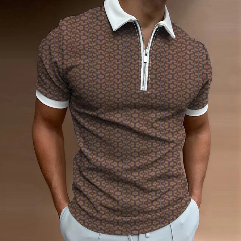Herren Polo Shirt Blau Größe L 100% Polyester Atmungsaktiv 3D Digitaldruck 6