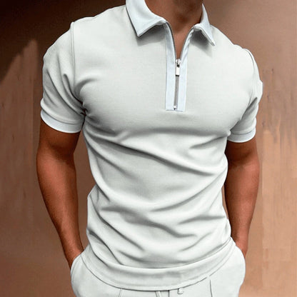 Herren Polo Shirt Patchwork Schwarz Größe M-5XL Polyester Zipper Kragen 3