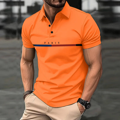 Herren Poloshirt Gestreift Blau Größe M Baumwolle 1