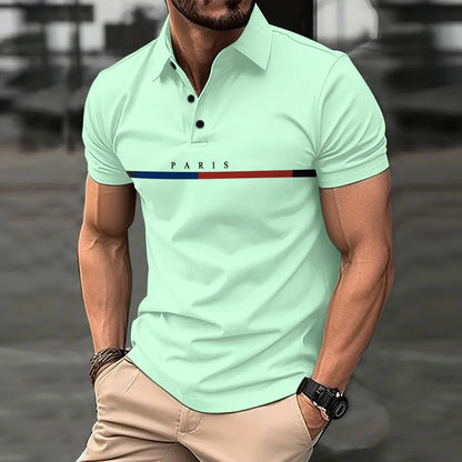 Herren Poloshirt Gestreift Blau Größe M Baumwolle 3