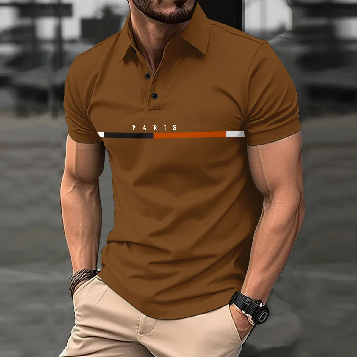 Herren Poloshirt Gestreift Blau Größe M Baumwolle 8