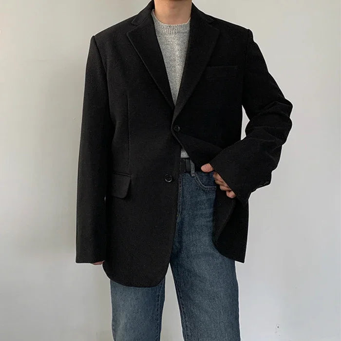 Herren Sakko Grau Größe L Baumwolle Vintage-Look 3