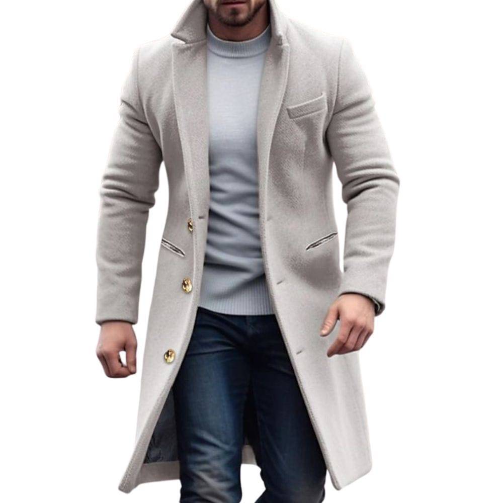 Herren Winter Trenchcoat mit Knopfleiste – Warmer Mantel