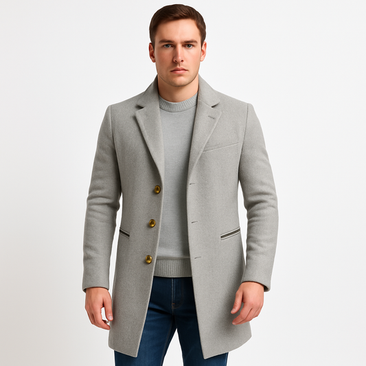 Herren Winter Trenchcoat mit Knopfleiste – Warmer Mantel