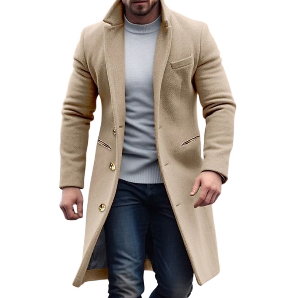 Herren Winter Trenchcoat mit Knopfleiste – Warmer Mantel