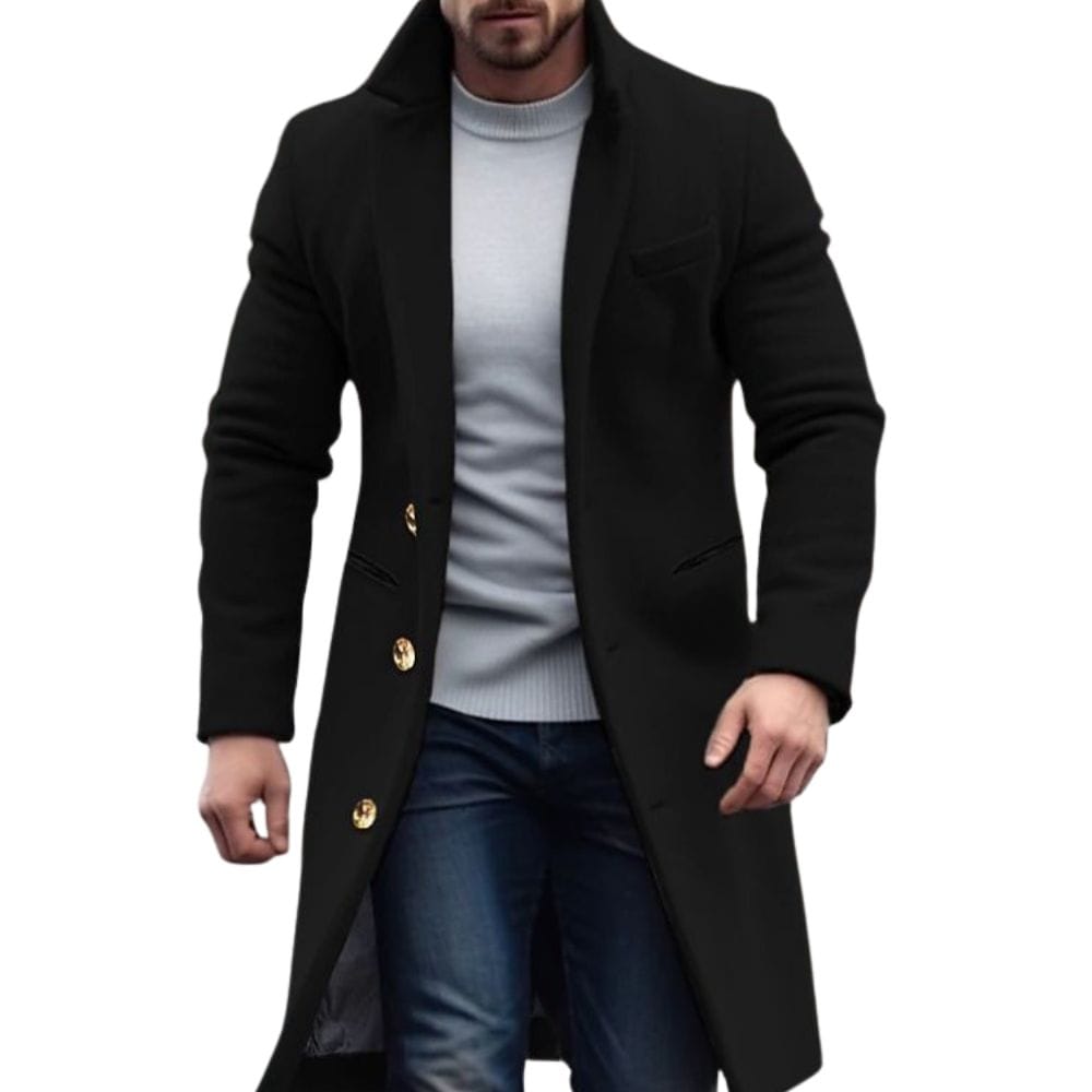 Herren Winter Trenchcoat mit Knopfleiste – Warmer Mantel