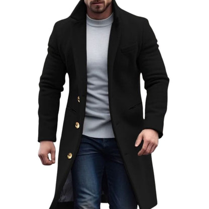 Herren Winter Trenchcoat mit Knopfleiste – Warmer Mantel