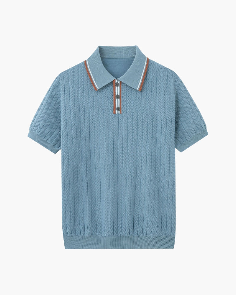 Herren Poloshirt Hellblau Größe M Viskose-Polyester-Mischung-1