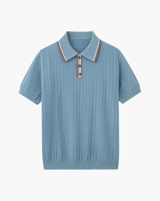 Herren Poloshirt Hellblau Größe M Viskose-Polyester-Mischung-1