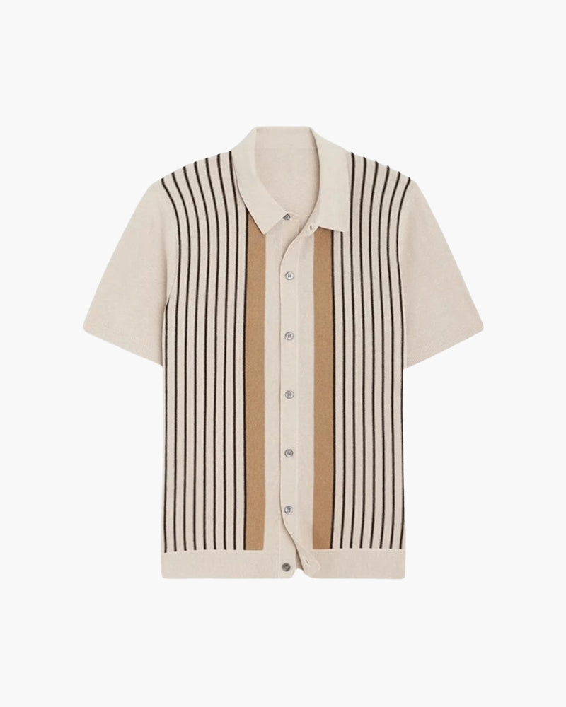 Herren Polo Shirt Beige Größe M 100% Baumwolle Atemberaubendes Strickdesign-1
