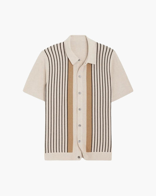Herren Polo Shirt Beige Größe M 100% Baumwolle Atemberaubendes Strickdesign-1