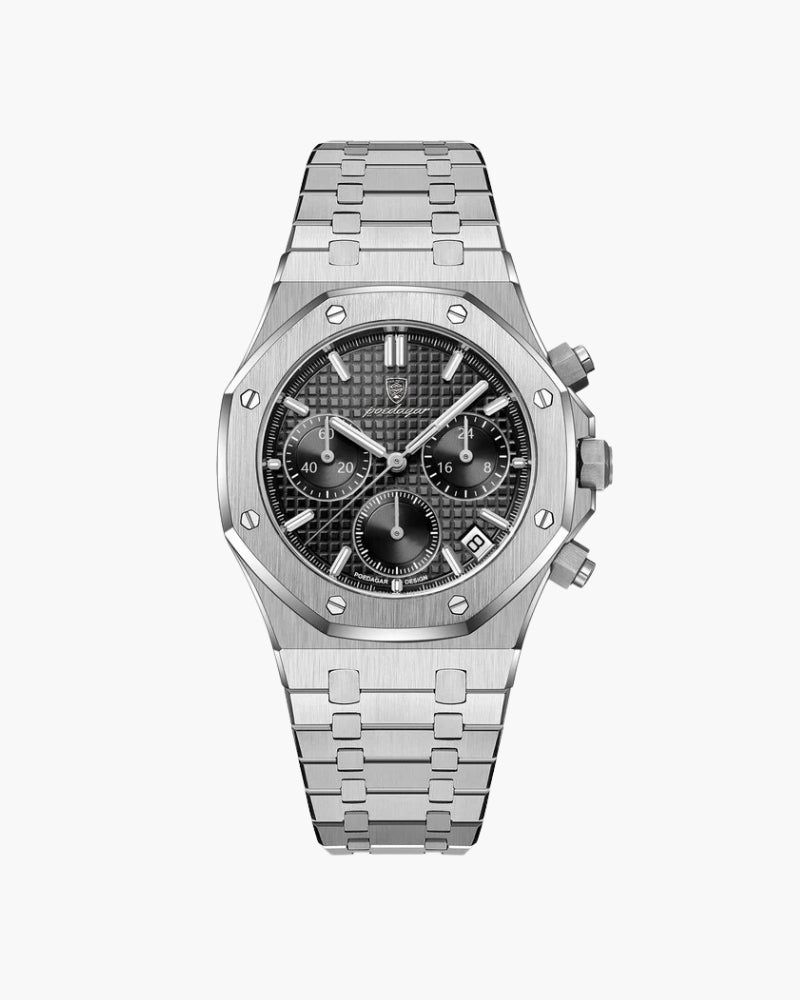 Variant image for Herren Chronograph Uhr Schwarz 42 mm Edelstahl Armbanduhr mit Stoppuhr und Datumsanzeige-2
