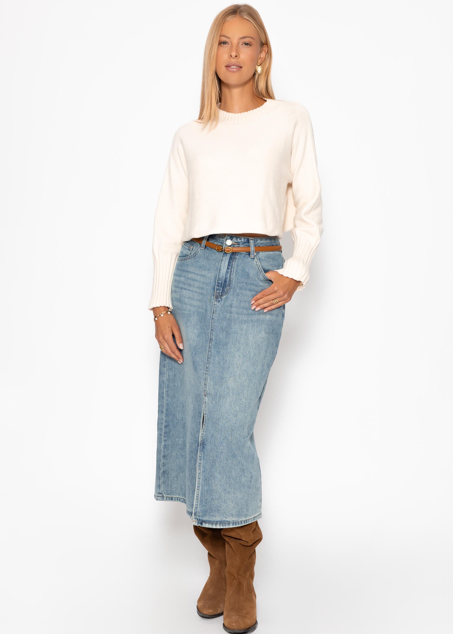 Lässiger Crop Pullover - offwhite 1