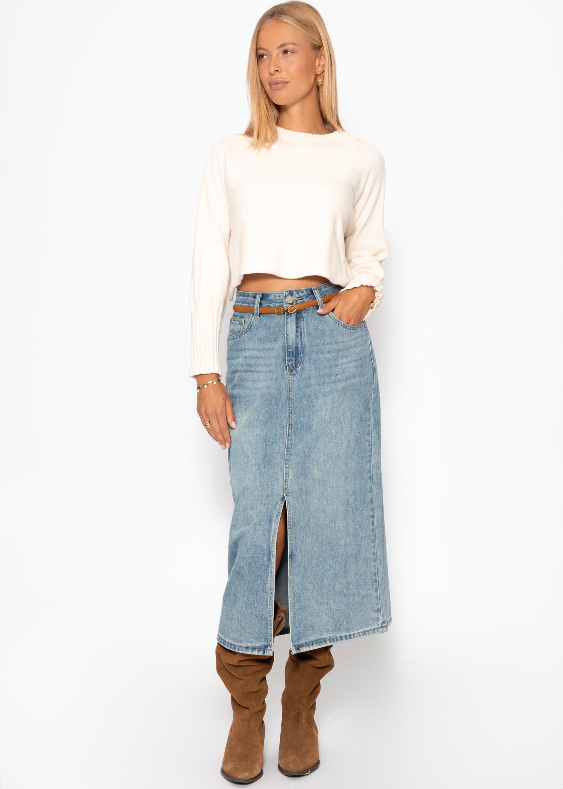 Lässiger Crop Pullover - offwhite 3