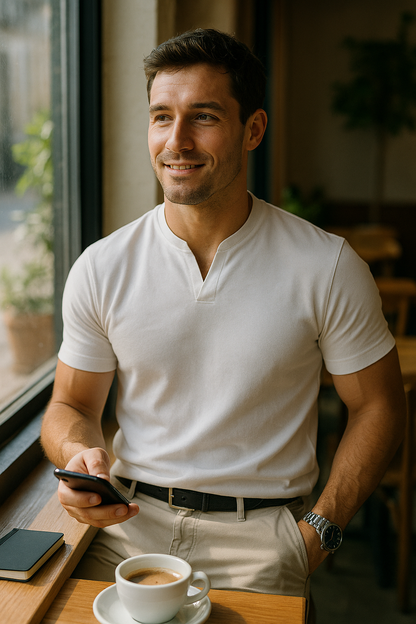 Herren Shirt mit Stehkragen und Kurzarm – Ideal für Casual und Business-Looks