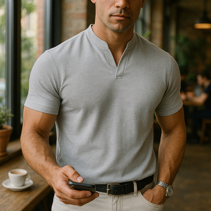 Herren Shirt mit Stehkragen und Kurzarm – Ideal für Casual und Business-Looks