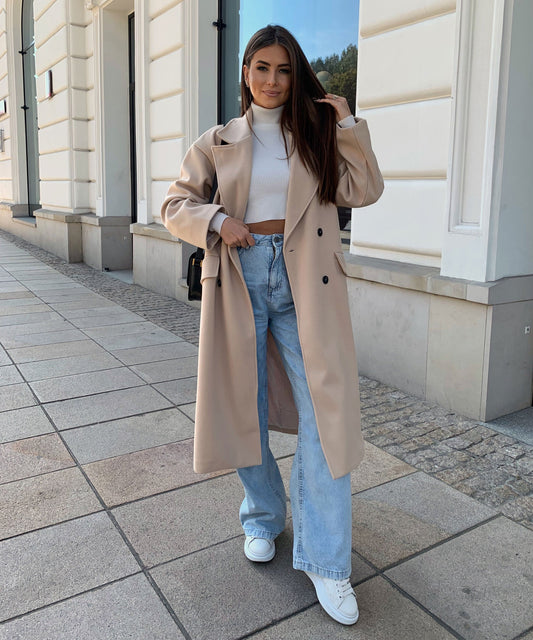 Oversize Mantel Damen mit Schleifen – Trendiger Mantel für Damen