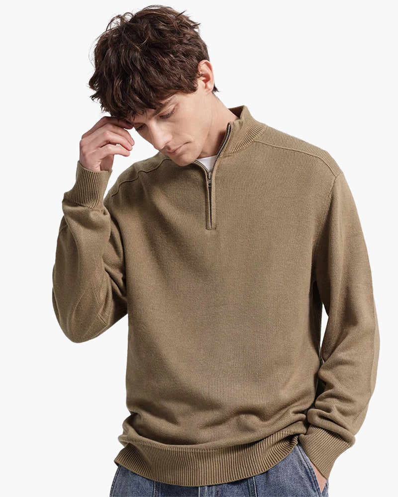 Herrenpullover Grau Größe M 100% Merino Wolle Halbzip-6