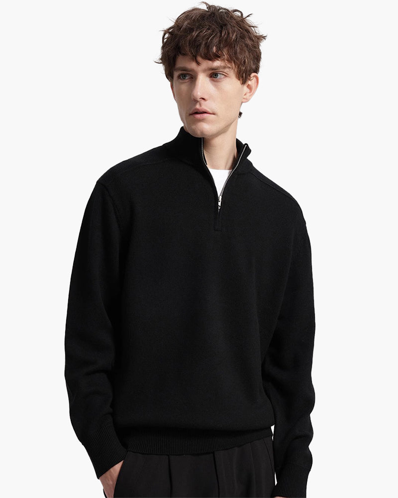 Herrenpullover Grau Größe M 100% Merino Wolle Halbzip-4