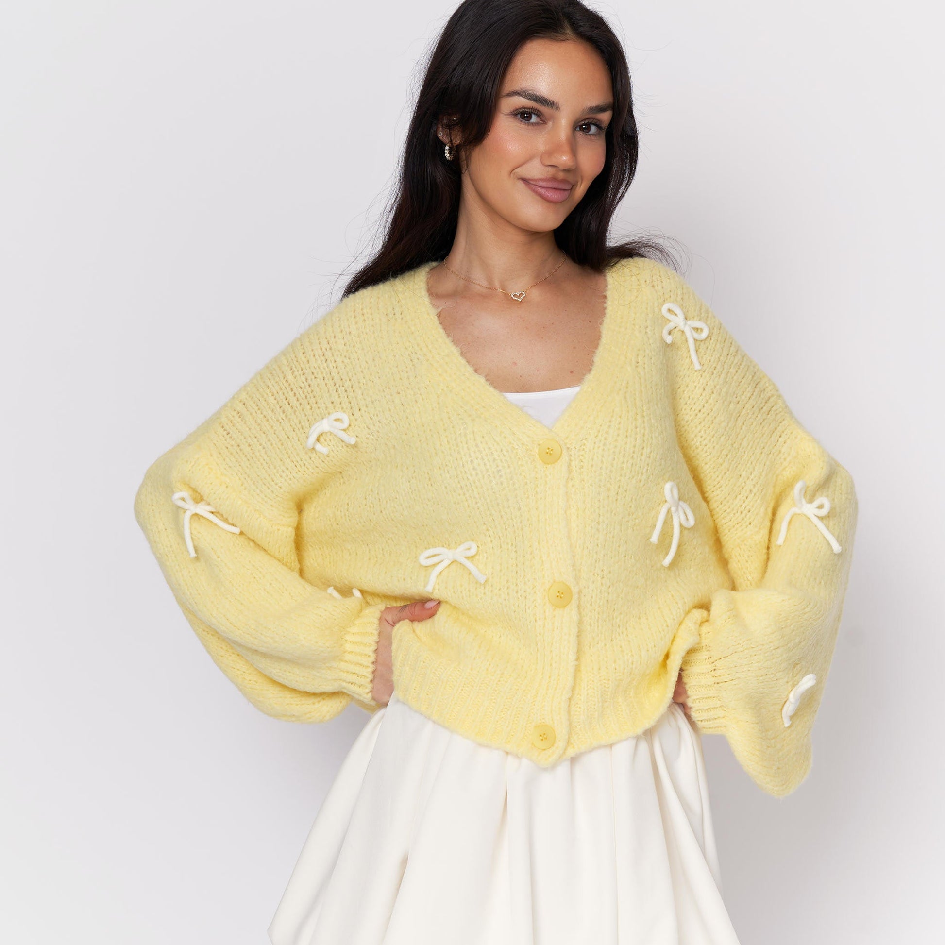 Oversize Mini Schleifen Cardigan 1