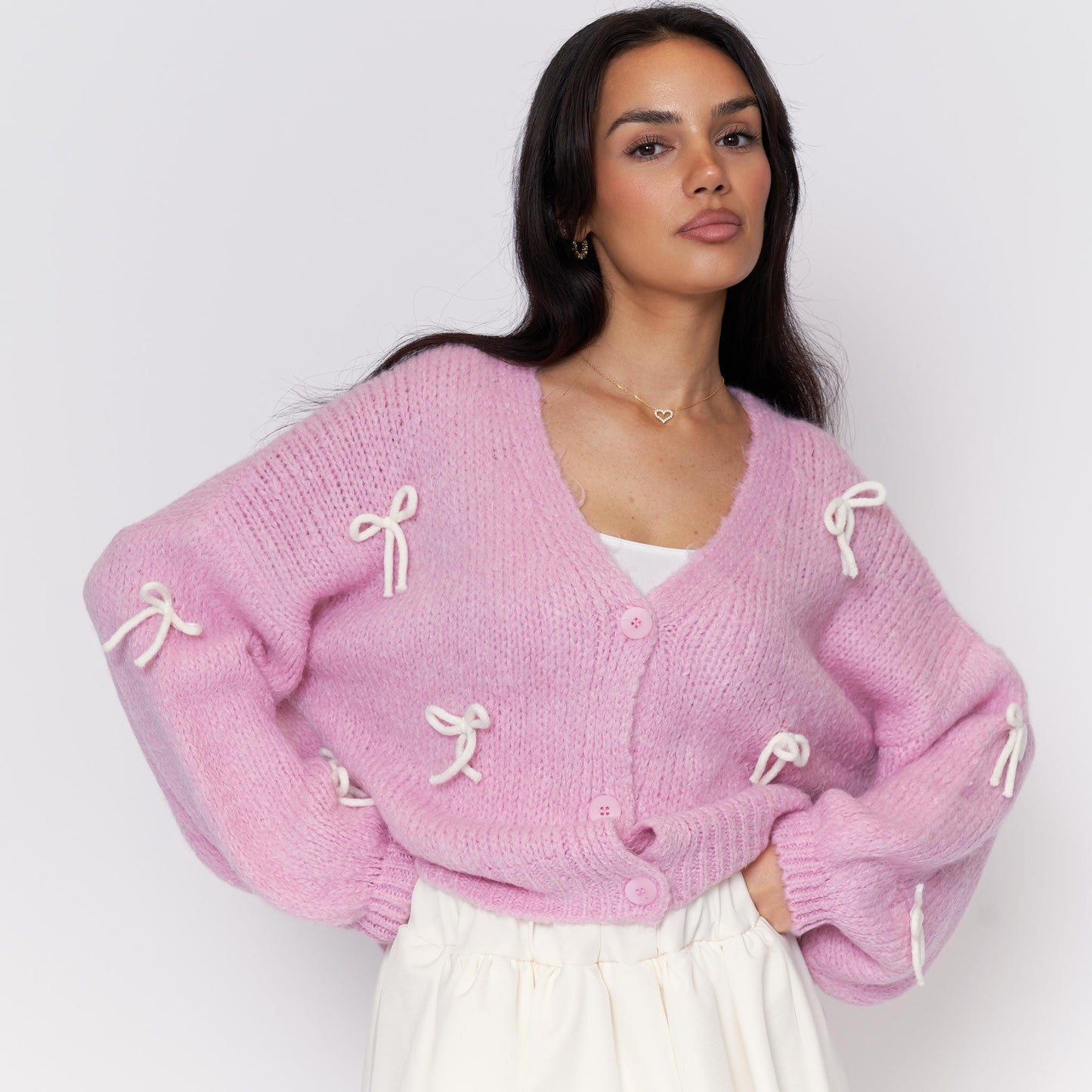 Oversize Mini Schleifen Cardigan 13