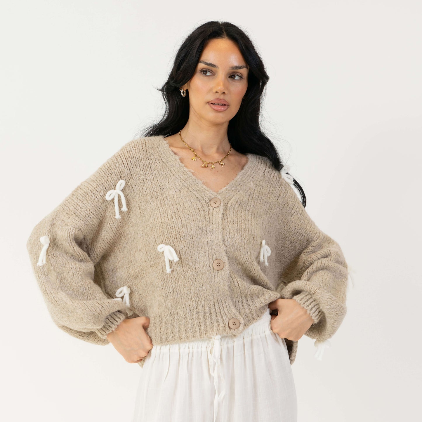 Oversize Mini Schleifen Cardigan 14