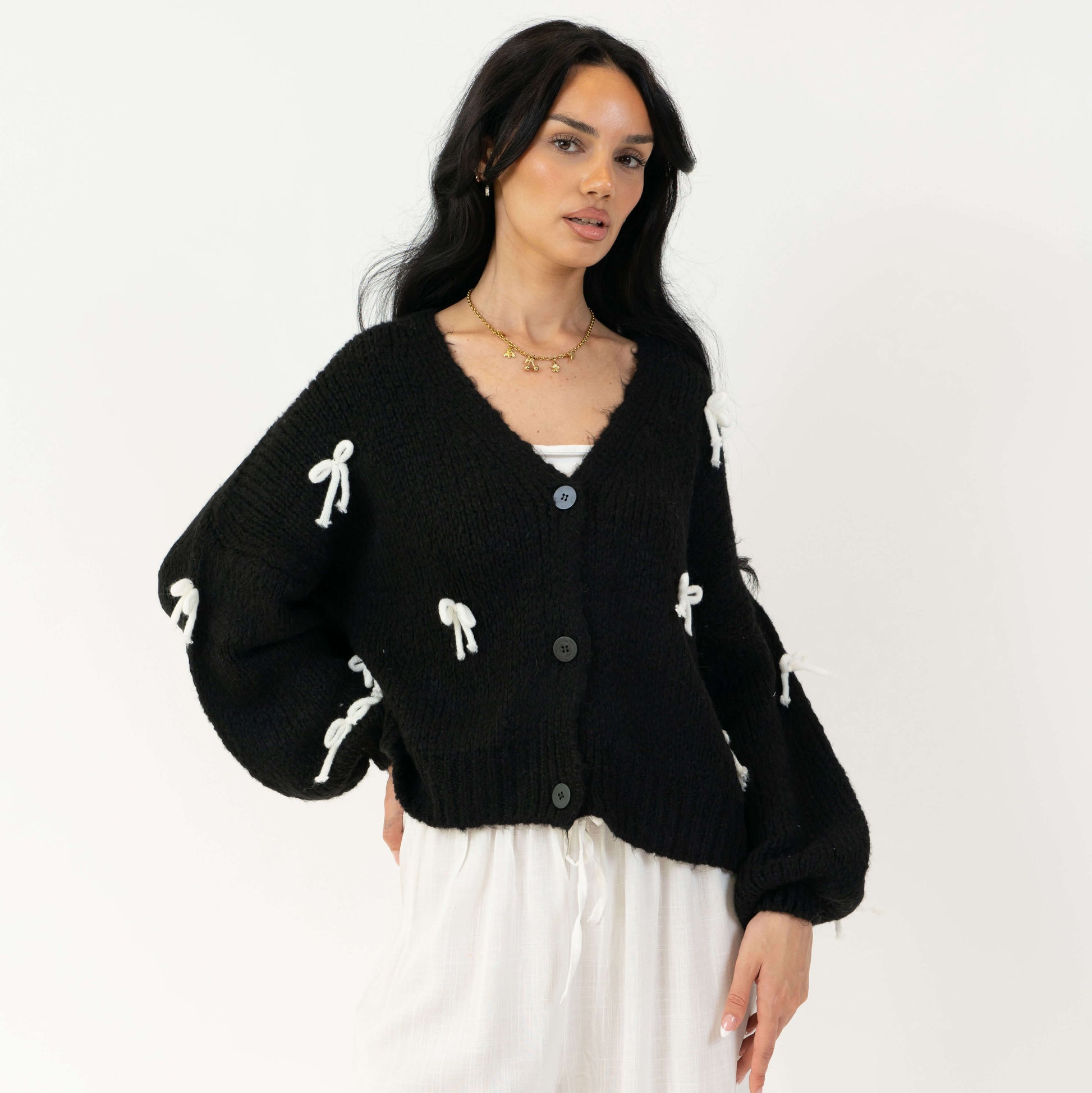 Oversize Mini Schleifen Cardigan 17