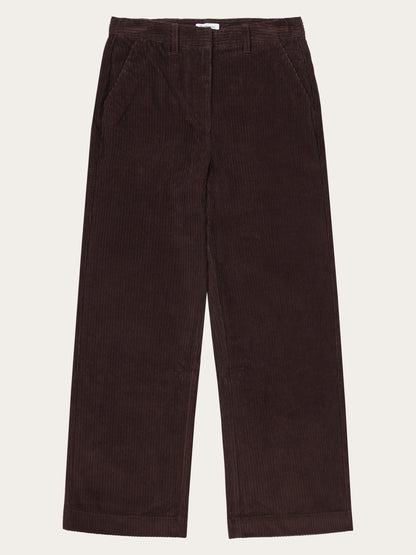 POSEY weite, hochgeschnittene Cordhose mit unregelmäßigem Schnitt – GOTS/Vegan – Schokoladenpflaume 0