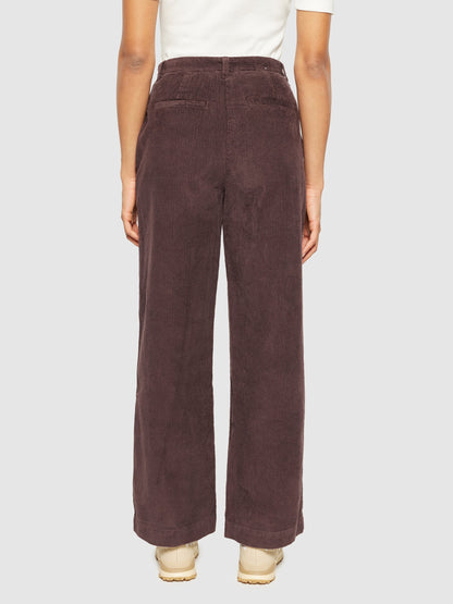 POSEY weite, hochgeschnittene Cordhose mit unregelmäßigem Schnitt – GOTS/Vegan – Schokoladenpflaume 2