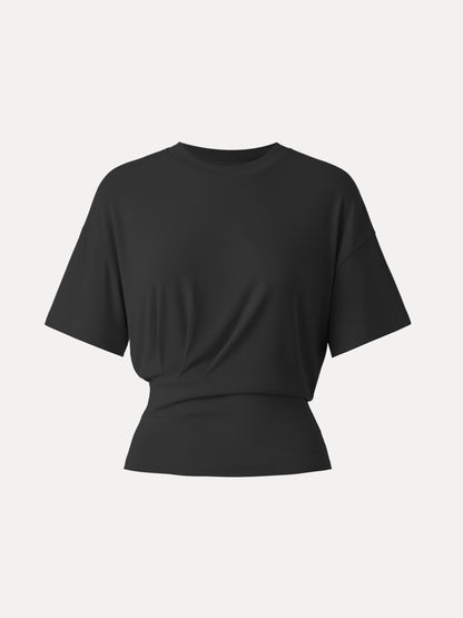 Sandwashed T-Shirt mit Rundhalsausschnitt und kurzen Ärmeln 21
