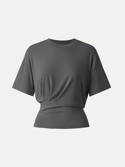 Sandwashed T-Shirt mit Rundhalsausschnitt und kurzen Ärmeln 9