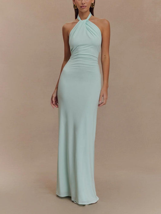 Slinky Neckholder-Maxikleid - Lagune 0