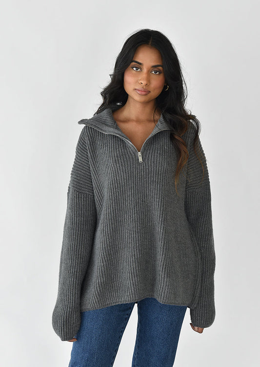 Strickpullover mit Reißverschluss 0