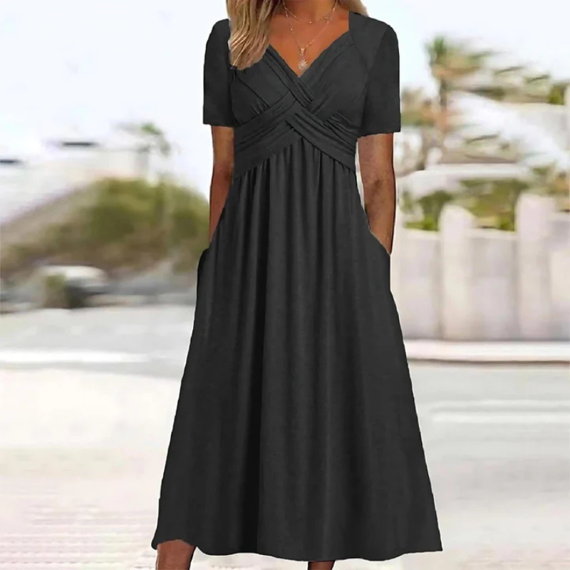 Weiches A-linien Kleid Mit V Ausschnitt Für Damen | Midi 5
