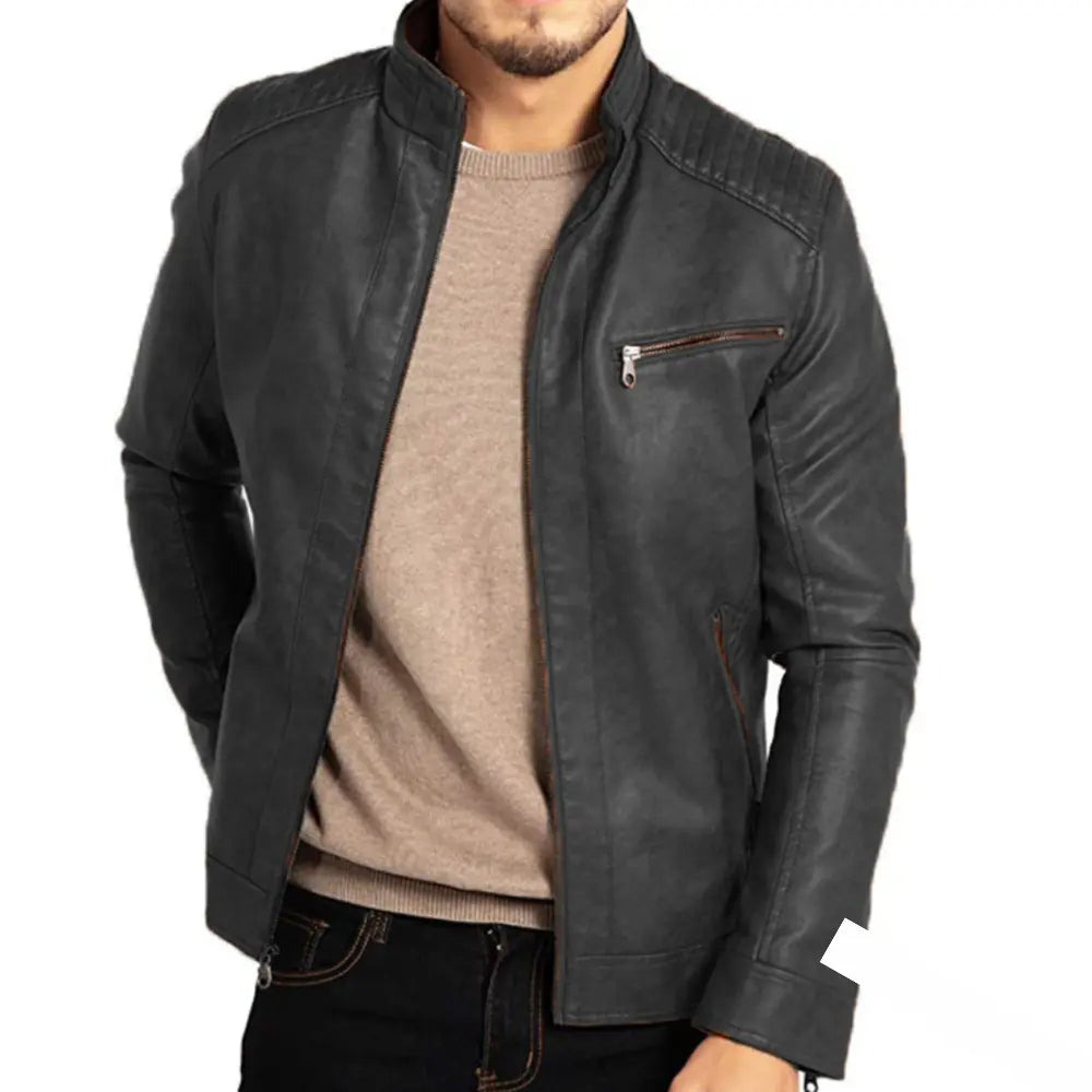 Winddichte Lederjacke für Herren 4
