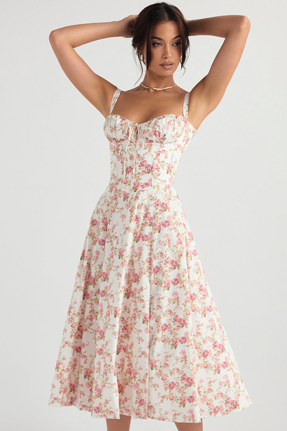 Zipporas - Tailliertes Bustier-Kleid mit modernem Frühlingsblumen-Print für 2025 6