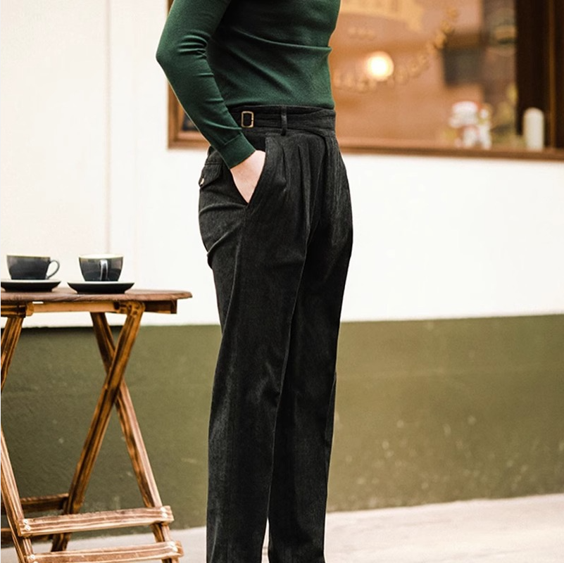 Herren Bundfaltenhose Grau Größe M Baumwolle Tapered-Fit-5