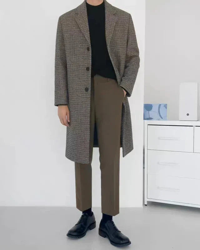 Damen Mantel Schwarz Größe M Baumwolle Langer Sherlockmantel für Herbst und Winter-4