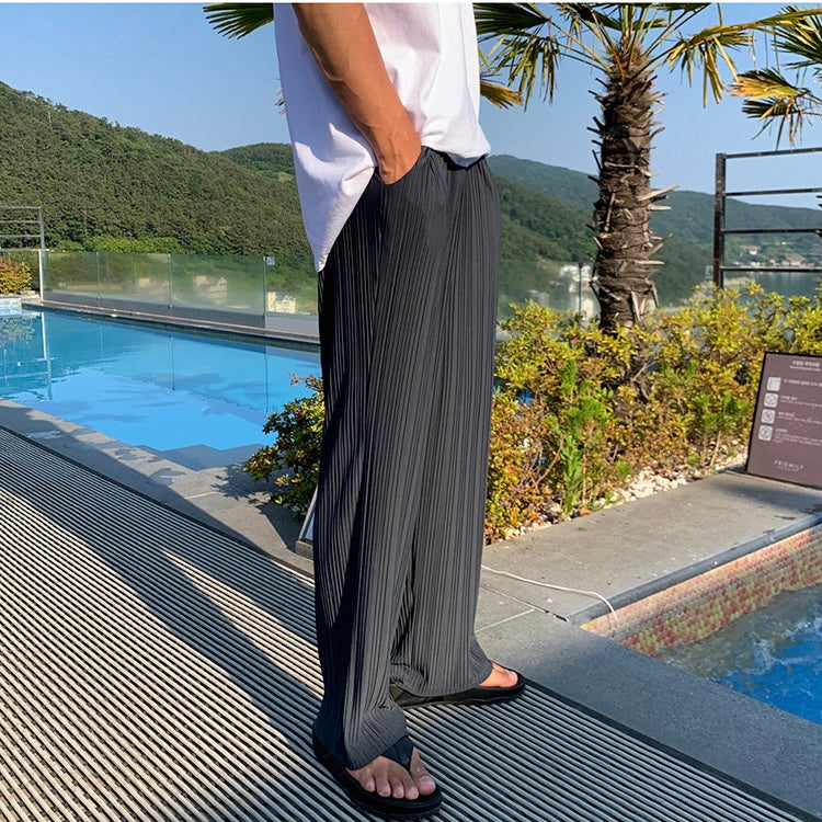 Herren Hose Schwarz Größe M Leichtes Material mit Streifen-2