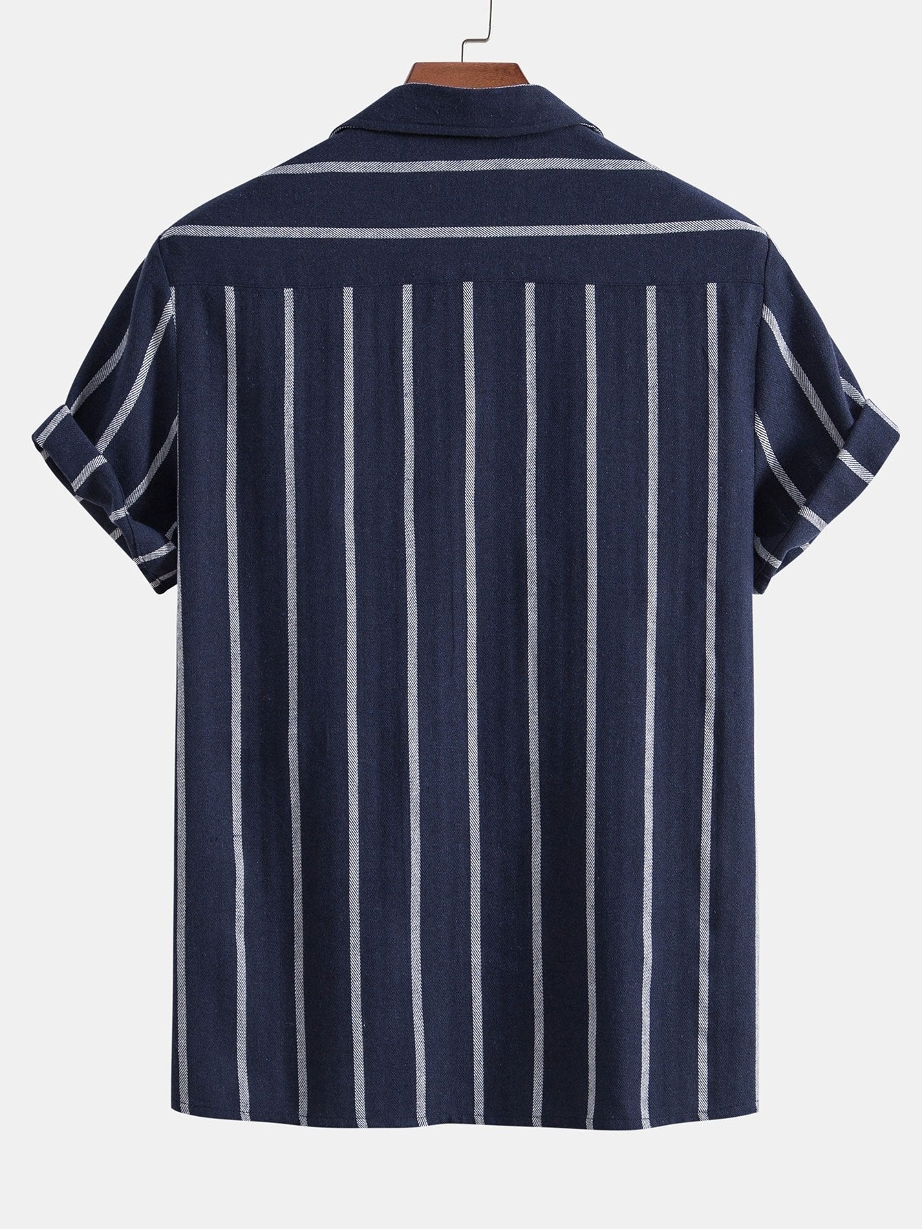 Herren Kurzarmhemd und Shorts Set Blau Größe M Baumwolle-3