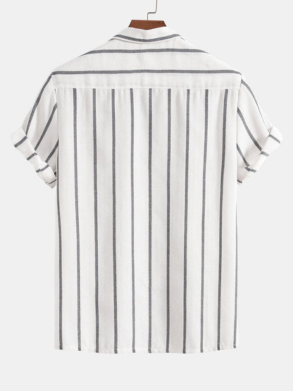 Herren Kurzarmhemd und Shorts Set Blau Größe M Baumwolle-6