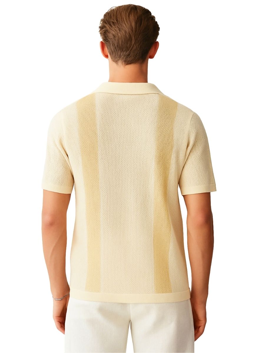 Gelber Retro Strickpullover mit Streifen – Stylischer Vintage Look